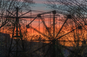 Ferris Wheel ride at abandoned funfair 
