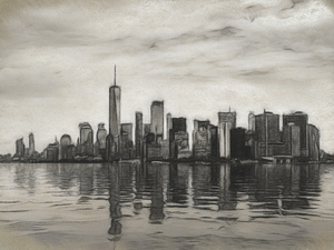 Charcoal drawing of the Manhattan Skyline
