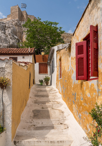 Narrow street in ancient district of Anafiotika