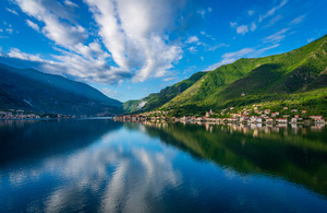 Town of Prcanj on the Bay of Kotor in Montenegro