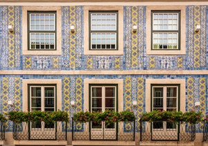 Traditional ceramic tiles decorate house in Lisbon