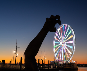 Ferris wheel and The Awakening sculpture