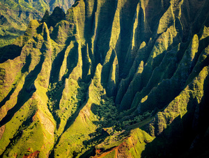 Fluted hills on Na Pali coast of Kauai
