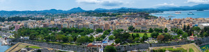 Wide panorama of  Kerkyra on island Corfu