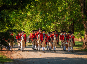 British Redcoats in marching band