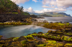 Long exposure image of the pool known as Queens Bath on  Kauai