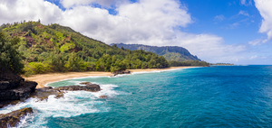 Aerial drone shot of Lumahai Beach 