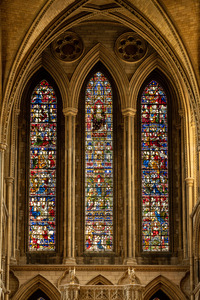 Stained glass window in Truro cathedral in Cornwall