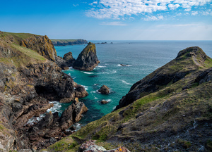 View towards the Lizard from Kynance Cove in Cornwall