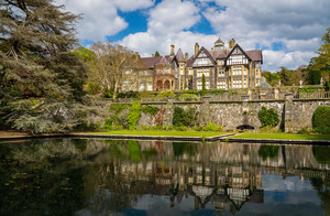 View of the manor house at Bodnant Gardens in North Wales