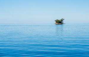 Small rocky island in Lake Champlain