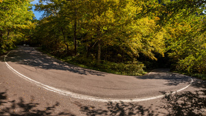 Narrow hairpin bend in Smugglers Notch in Vermont