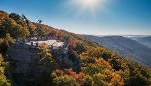 Coopers Rock panorama in West Virginia with fall colors