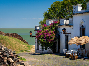 Cobbled street in Unesco historical town of Colonia del Sacramen