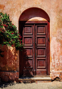 Wooden door in historical town of Colonia del Sacramento