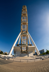 Fisheye view of Ain Dubai observation wheel on Bluewaters Island