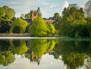 View across the Mere to the town of Ellesmere in Shropshire