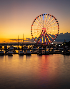 Ferris wheel at National Harbor at sunset