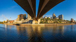 Details of Wabash St bridge and downtown St Paul