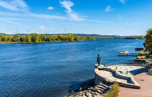 Statue alongside the Mississippi River in Wabasha Minnesota