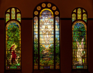 Three beautiful Tiffany stained glass windows from 1896