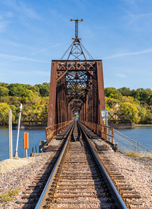 Historic rail bridge between Dubuque Iowa and East Dubuque