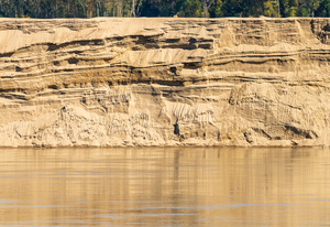 Exposed cliffs of sand by the side of Mississippi river in Octob