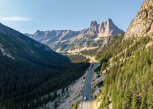 View of the North Cascades Highway looking towards the Washingto