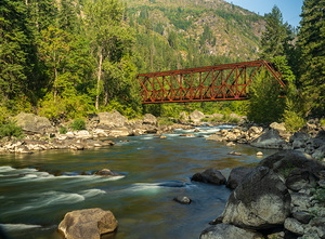Tumwater Canyon pipeline bridge over Wenatchee River in Washingt