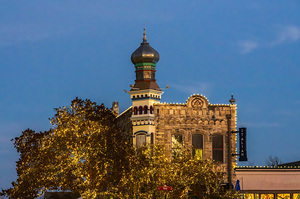 Sunset behind the Old Masonic Lodge in Georgetown Texas