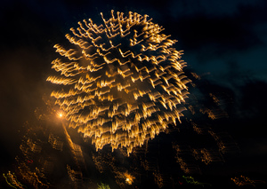 Abstract firework show over Pittsburgh