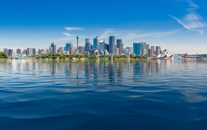 Dramatic panoramic photo Sydney harbor