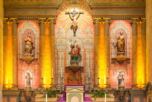 Interior of the church at Santa Barbara Mission