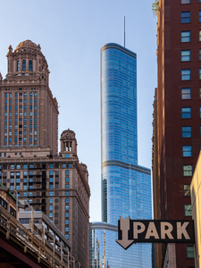 Trump Hotel towers over downtown Chicago