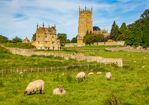Church St James across meadow in Chipping Campden