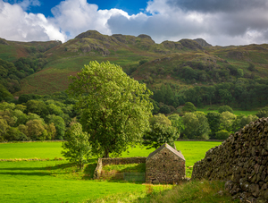 Old stone farm building in Lake District