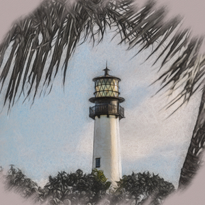 Charcoal Cape Florida lighthouse 