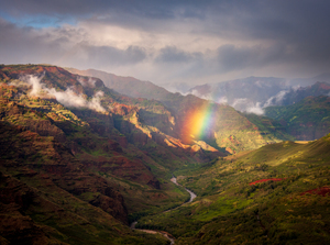 Dramatic rainbow over Waimea Canyon