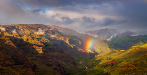 Dramatic rainbow over Waimea Canyon