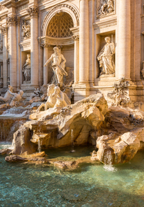 Trevi fountain details in Rome Italy