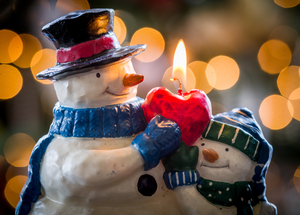 Christmas snowmen candle at xmas