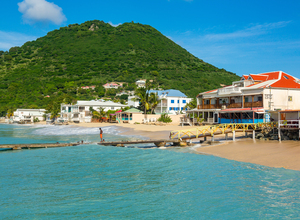 Beach at Grand Case in St Martin Caribbean