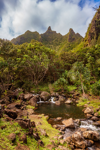 Jagged peaks above Lumahuli gardens