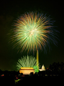 Fireworks over Washington DC on July 4th