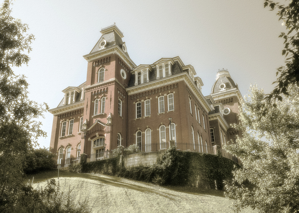 Sepia of Woodburn Hall at WVU in Morgantown by Steve Heap
