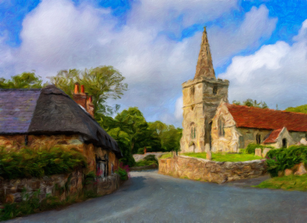 St Peters Church Shorwell Isle of Wight oil painting by Steve Heap