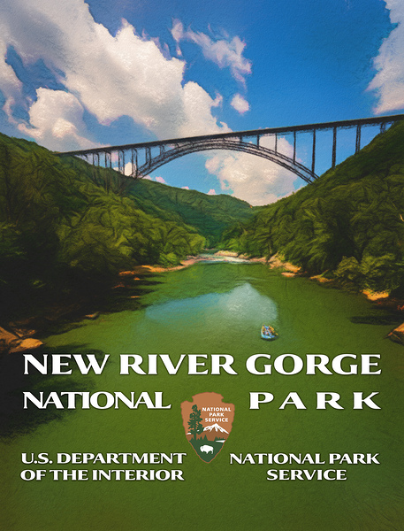 NPS type poster for the New River Gorge National Park by Steve Heap