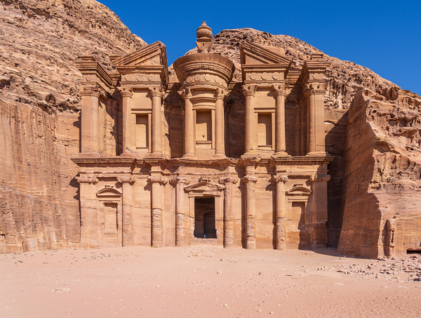 The Monastery or Ad Deir carved from the rock face above Petra by Steve Heap