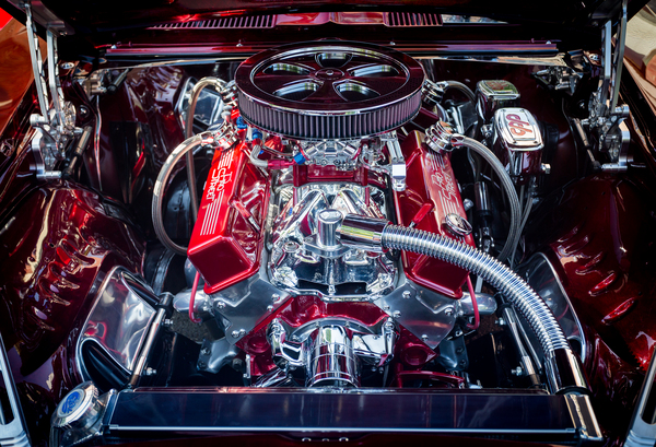 Engine compartment of chromed Camaro by Steve Heap