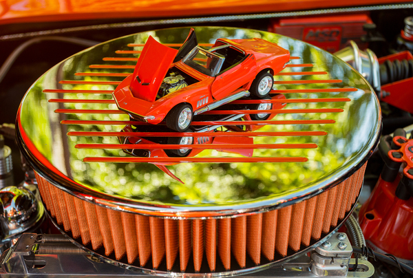 Engine compartment of chromed Stingray by Steve Heap